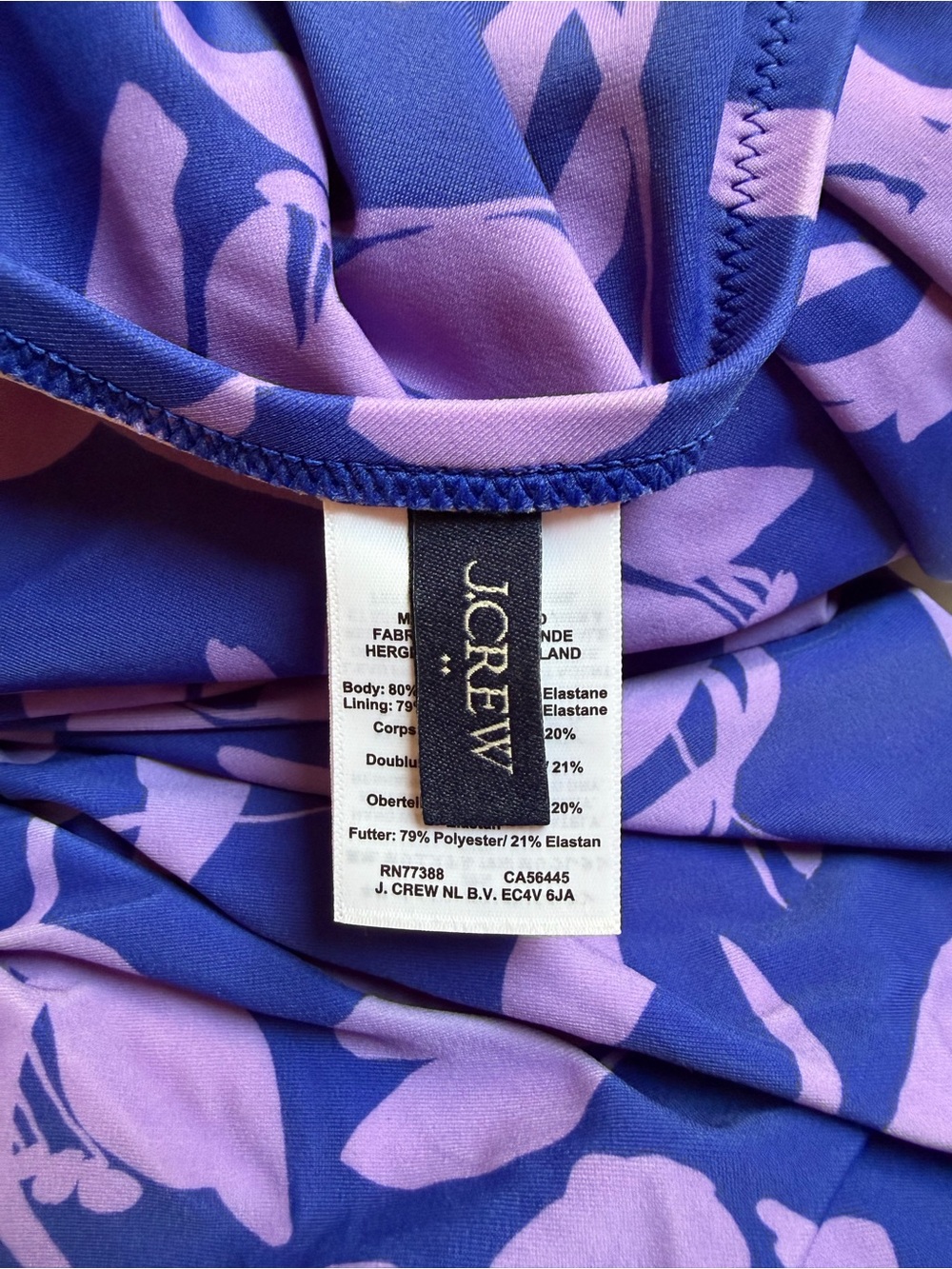 J. Crew One-Shoulder Purple Floral Swim One-Piece - Picture 3 of 4